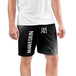 Шорты спортивные мужские Maneskin glitch на темном фоне: надпись, символ, цвет: 3D-принт — фото 2