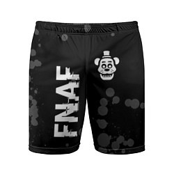 Мужские спортивные шорты FNAF glitch на темном фоне: надпись, символ