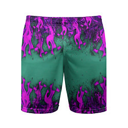 Шорты спортивные мужские Фиолетовое пламя, цвет: 3D-принт