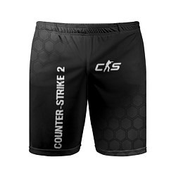 Мужские спортивные шорты Counter-Strike 2 glitch на темном фоне: надпись, с