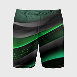 Шорты спортивные мужские Black green line, цвет: 3D-принт