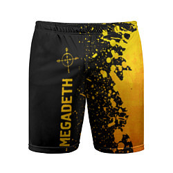 Мужские спортивные шорты Megadeth - gold gradient: по-вертикали