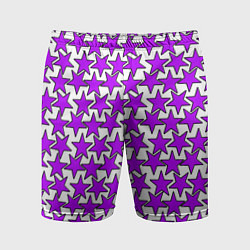 Шорты спортивные мужские Ретро звёзды фиолетовые, цвет: 3D-принт