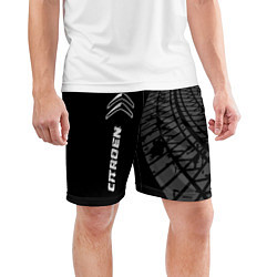 Шорты спортивные мужские Citroen speed на темном фоне со следами шин: по-ве, цвет: 3D-принт — фото 2