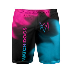 Мужские спортивные шорты Watch Dogs - neon gradient: надпись, символ