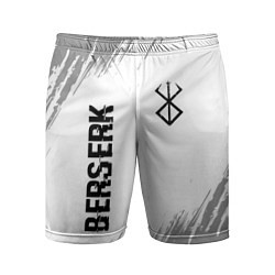 Мужские спортивные шорты Berserk glitch на светлом фоне: надпись, символ