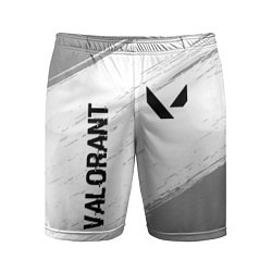 Мужские спортивные шорты Valorant glitch на светлом фоне: надпись, символ