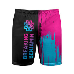 Мужские спортивные шорты Breaking Benjamin - neon gradient: по-вертикали