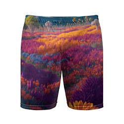 Шорты спортивные мужские Цветочный луг, цвет: 3D-принт