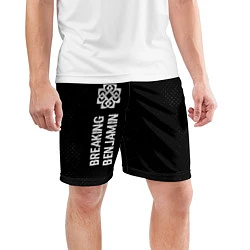 Шорты спортивные мужские Breaking Benjamin glitch на темном фоне: по-вертик, цвет: 3D-принт — фото 2