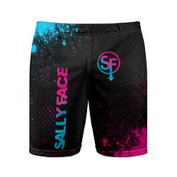 Мужские спортивные шорты Sally Face - neon gradient: надпись, символ
