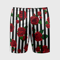 Мужские спортивные шорты Полосы и красные розы