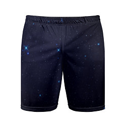 Мужские спортивные шорты Тёмный космос и синие звёзды