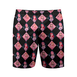 Мужские спортивные шорты Клеточка black pink