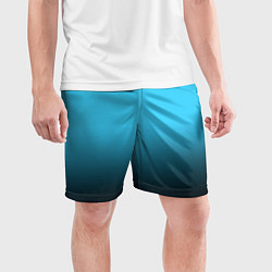 Шорты спортивные мужские Градиент чёрно-голубой, цвет: 3D-принт — фото 2
