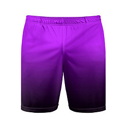 Шорты спортивные мужские Градиент фиолетово-чёрный, цвет: 3D-принт