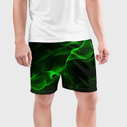 Шорты спортивные мужские Зеленый абстрактный дым, цвет: 3D-принт — фото 2