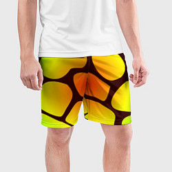 Шорты спортивные мужские Коричневая сеть с цветными пятнами, цвет: 3D-принт — фото 2