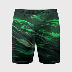 Шорты спортивные мужские Зеленые абстрактные волны, цвет: 3D-принт