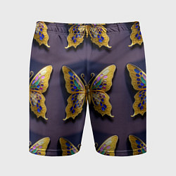 Шорты спортивные мужские Золотая бабочка паттерн, цвет: 3D-принт