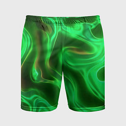 Шорты спортивные мужские Зеленая абстракция хром, цвет: 3D-принт