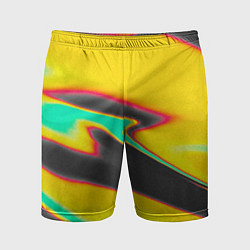 Мужские спортивные шорты Слияние жёлтого голубого чёрного цветов