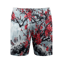 Мужские спортивные шорты Лепестки цветущей вишни - сакура