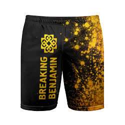 Мужские спортивные шорты Breaking Benjamin - gold gradient: по-вертикали