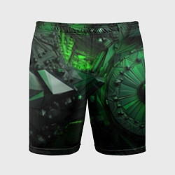 Шорты спортивные мужские Объемные зеленые абстракции, цвет: 3D-принт