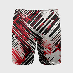 Шорты спортивные мужские Киберпанк линии белые и красные, цвет: 3D-принт