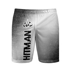 Мужские спортивные шорты Hitman glitch на светлом фоне по-вертикали