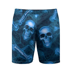 Шорты спортивные мужские Синие черепа и кости, цвет: 3D-принт