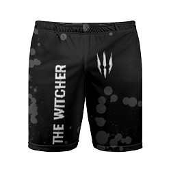 Мужские спортивные шорты The Witcher glitch на темном фоне вертикально