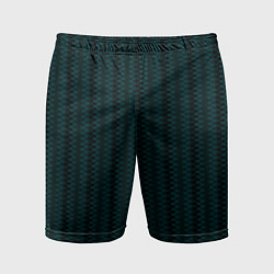 Шорты спортивные мужские Тёмно-зелёный полосатый, цвет: 3D-принт