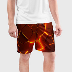 Шорты спортивные мужские Плиты абстрактные огненные, цвет: 3D-принт — фото 2