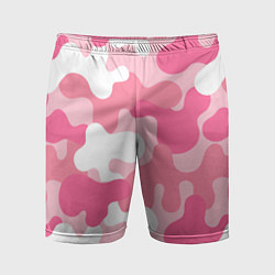 Шорты спортивные мужские Камуфляж розовый, цвет: 3D-принт