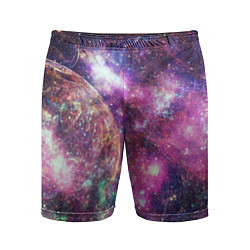 Шорты спортивные мужские Пурпурные космические туманности со звездами, цвет: 3D-принт