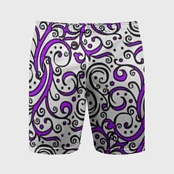 Шорты спортивные мужские Фиолетовые кружевные узоры, цвет: 3D-принт