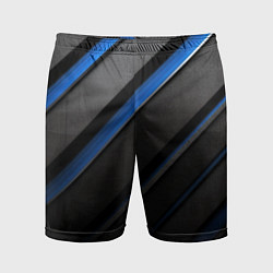 Шорты спортивные мужские Black blue lines, цвет: 3D-принт