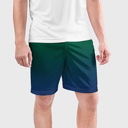 Шорты спортивные мужские Темно-зеленый и синий градиент, цвет: 3D-принт — фото 2