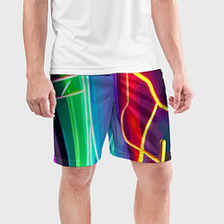 Шорты спортивные мужские Абстрактные цветные полосы - композиция, цвет: 3D-принт — фото 2