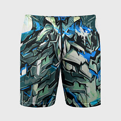 Мужские спортивные шорты Синий камень на чёрном фоне