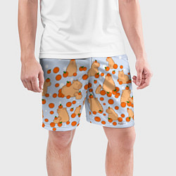 Шорты спортивные мужские Мем капибара и мандарины, цвет: 3D-принт — фото 2