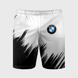 Мужские спортивные шорты BMW чёрные штрихи текстура