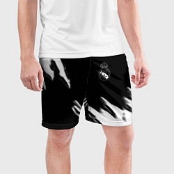 Шорты спортивные мужские Real madrid белые краски текстура, цвет: 3D-принт — фото 2