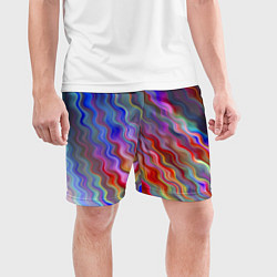 Шорты спортивные мужские Волнистые разноцветные линии, цвет: 3D-принт — фото 2