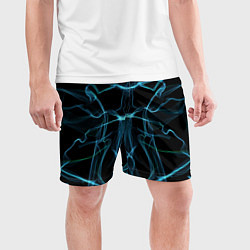 Шорты спортивные мужские Мягкие абстрактные симметричные линии, цвет: 3D-принт — фото 2