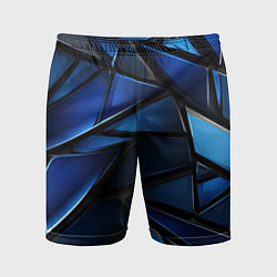 Шорты спортивные мужские Синие объемные геометрические объекты, цвет: 3D-принт