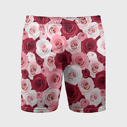 Шорты спортивные мужские Красные и розовые розы, цвет: 3D-принт