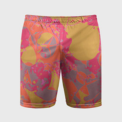Шорты спортивные мужские Цветной яркий камуфляж, цвет: 3D-принт
